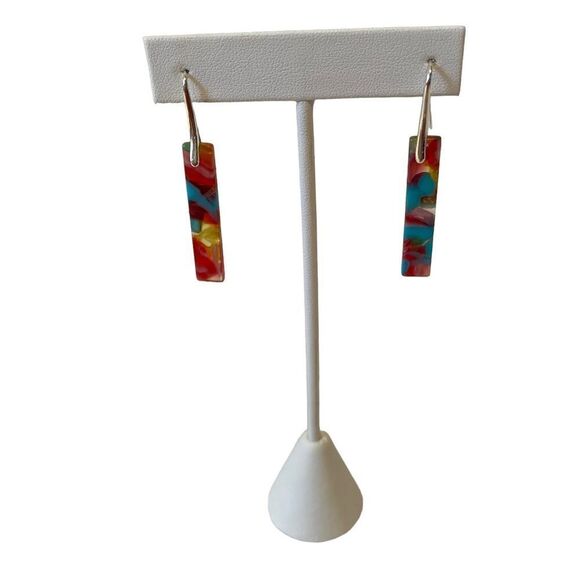 Handcrafted & Designed Multi-Colored Resin Drop Earrings. - Picture 1 of 6